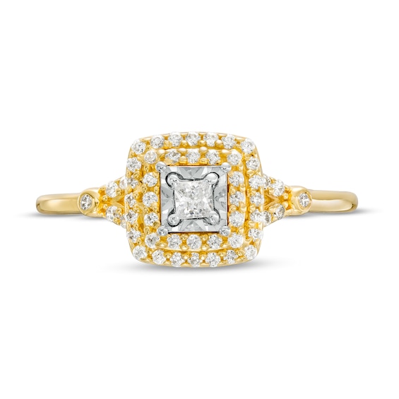 0.25 CT. T.W. Princess-Cut Diamond Double Frame Split Shank Engagement Ring in 10K Gold (I/I3