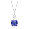 Thumbnail Image 0 of 8.0mm Cushion-Cut Blue and White Lab-Created Sapphire Double Drop Pendant in 10K White Gold