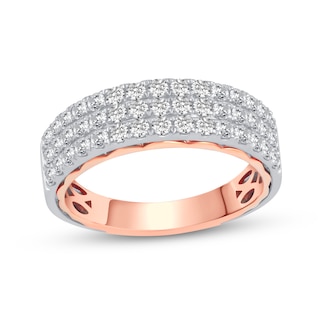 0.95 CT. T.W. Diamond Triple Row Anniversary Band in 10K Two-Tone Gold