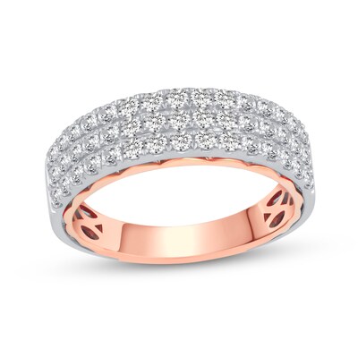 0.95 CT. T.W. Diamond Triple Row Anniversary Band in 10K Two-Tone Gold