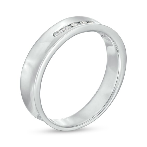 Men's 0.09 CT. T.W. Diamond Five Stone Wedding Band in 10K White Gold