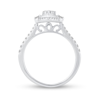 0.45 CT. T.W. Pear-Shaped Multi-Diamond Frame Engagement Ring in 14K White Gold