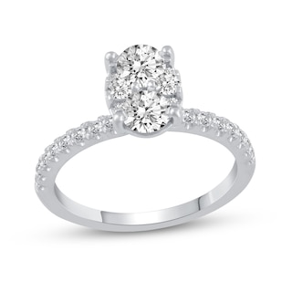 0.95 CT. T.W. Oval-Shaped Multi-Diamond Engagement Ring in 14K White Gold