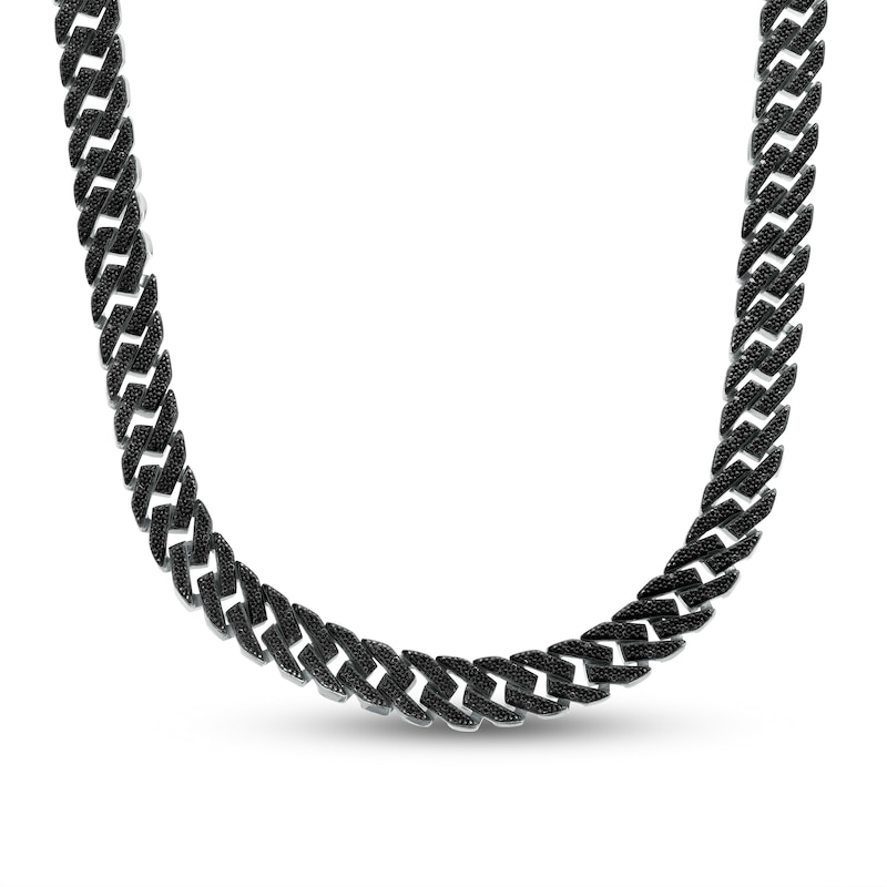 Men's 0.75 CT. T.W. Black Diamond Cuban Curb Chain Necklace in Sterling Silver – 22"