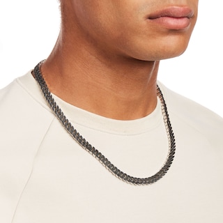 Men's 0.75 CT. T.W. Black Diamond Cuban Curb Chain Necklace in Sterling Silver – 22"