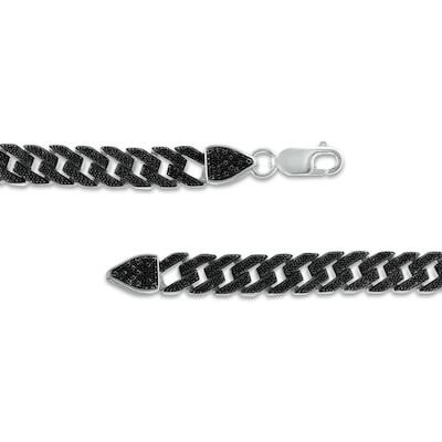 Men's 0.75 CT. T.W. Black Diamond Cuban Curb Chain Necklace in Sterling Silver – 22"