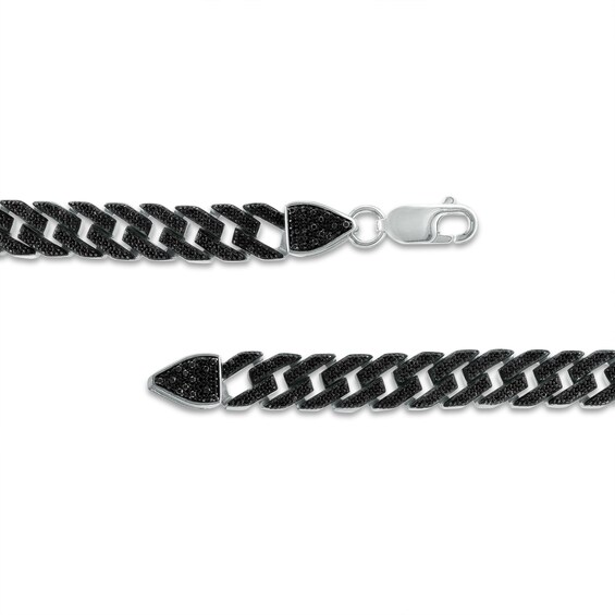 Men's 0.75 CT. T.W. Black Diamond Cuban Curb Chain Necklace in Sterling Silver – 22"