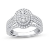 Thumbnail Image 0 of 0.95 CT. T.W. Diamond Triple Oval Frame Multi-Row Engagement Ring in 14K White Gold