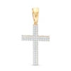 Thumbnail Image 0 of Men's 0.15 CT. T.W. Diamond Double Row Cross Necklace Charm in 10K Gold