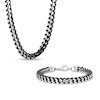 Men's 6.0mm Franco Snake Chain Necklace and Bracelet Set in Solid Stainless Steel  and Black Ion-Plate - 24"