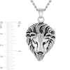 Men's Antique-Finish Lion Head Drop Pendant in Stainless Steel and Black Ion-Plate - 24"