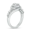 1.25 CT. T.W. Certified Canadian Oval Diamond Frame Leaf-Sides Bypass Engagement Ring in 14K White Gold (I/I1)