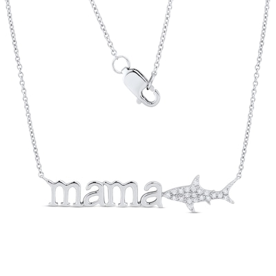 0.04 CT. T.W. Diamond "mama" Shark Necklace in 10K Gold – 17