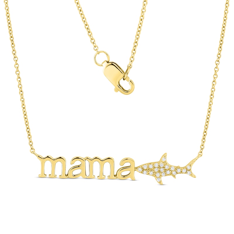 Main Image 1 of 0.04 CT. T.W. Diamond &quot;mama&quot; Shark Necklace in 10K Gold – 17&quot;