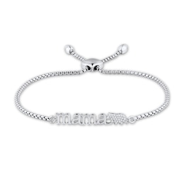 0.05 CT. T.W. Diamond &quot;mama&quot; Bear Bolo Bracelet in 10K White Gold – 8.0&quot;