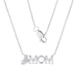 Diamond Accent Cat &quot;MOM&quot; Necklace in 10K White Gold – 17&quot;
