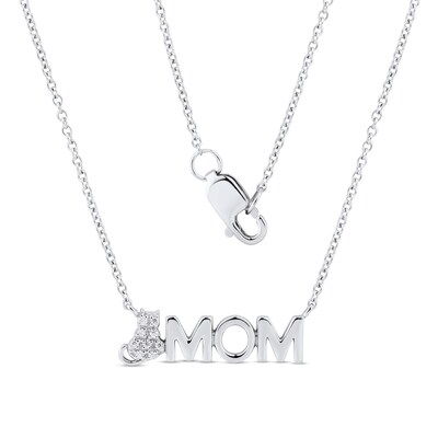 Diamond Accent Cat "MOM" Necklace in 10K Gold – 17