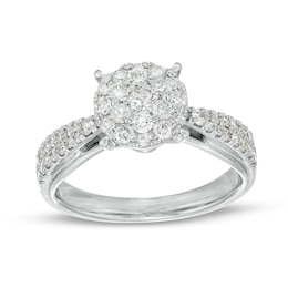 0.75 CT. T.W. Multi-Diamond Tapered Double Row Split Shank Engagement Ring in 10K White Gold