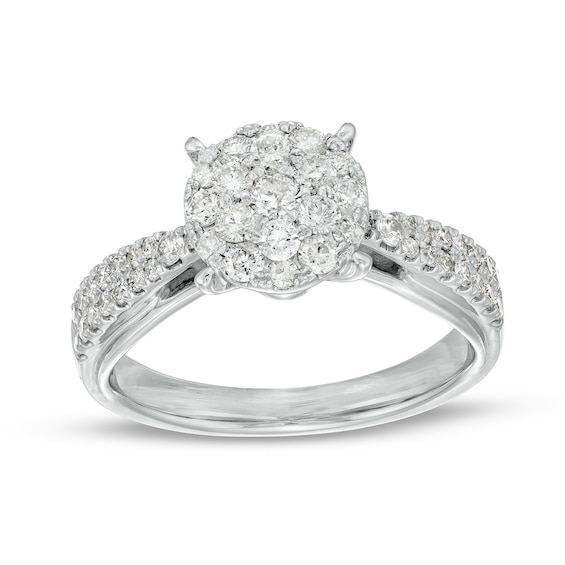 0.75 CT. T.W. Multi-Diamond Tapered Double Row Split Shank Engagement Ring in 10K White Gold