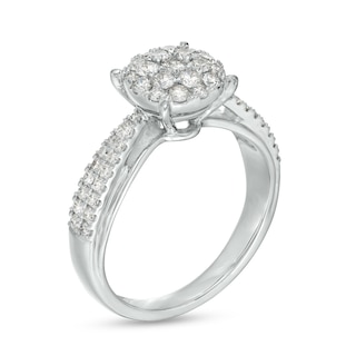 0.75 CT. T.W. Multi-Diamond Tapered Double Row Split Shank Engagement Ring in 10K White Gold