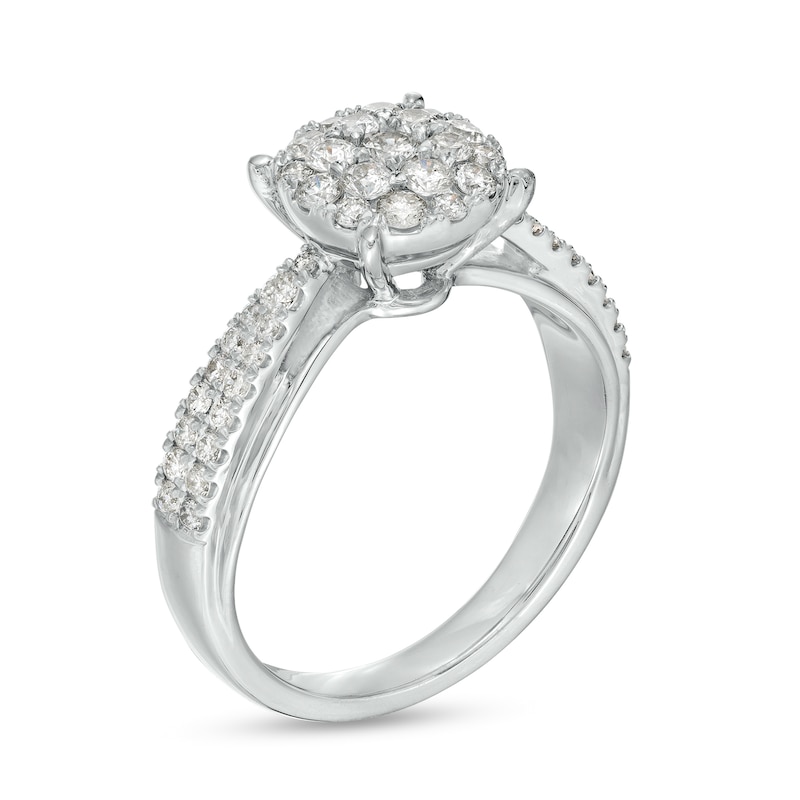 0.75 CT. T.W. Multi-Diamond Tapered Double Row Split Shank Engagement Ring in 10K White Gold|Peoples Jewellers