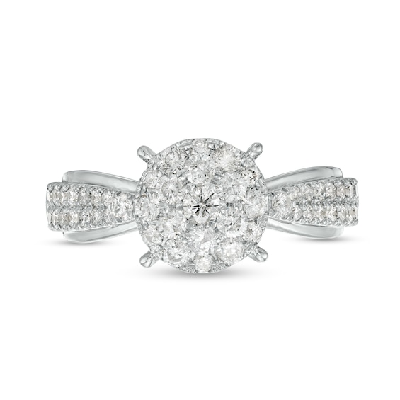 0.75 CT. T.W. Multi-Diamond Tapered Double Row Split Shank Engagement Ring in 10K White Gold