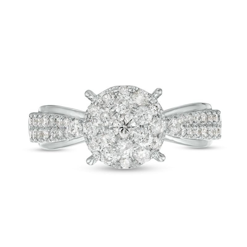 0.75 CT. T.W. Multi-Diamond Tapered Double Row Split Shank Engagement Ring in 10K White Gold|Peoples Jewellers