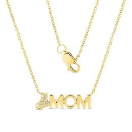 Diamond Accent Cat &quot;MOM&quot; Necklace in 10K Gold – 17&quot;