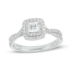 Thumbnail Image 0 of 0.80 CT. T.W. Princess-Cut Diamond Double Frame Twist Shank Engagement Ring in 14K White Gold (I/I2)