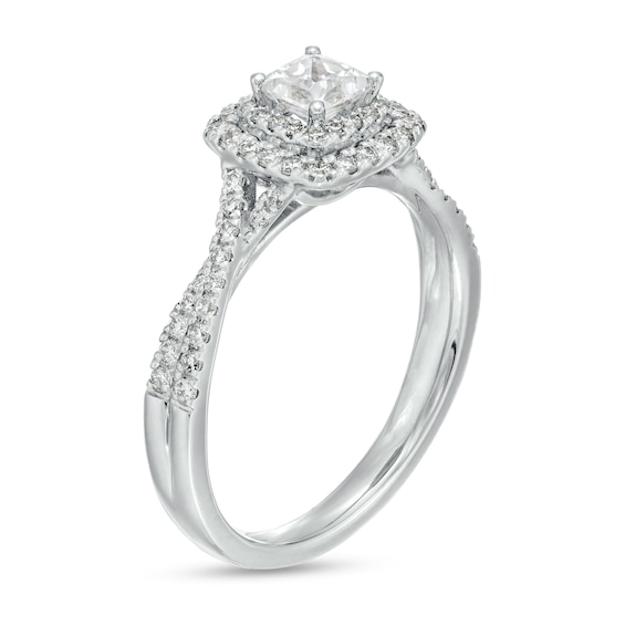 0.80 CT. T.W. Princess-Cut Diamond Double Frame Twist Shank Engagement Ring in 14K White Gold (I/I2)