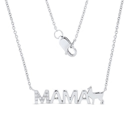 Diamond Accent &quot;MAMA&quot; Llama Necklace in 10K White Gold – 17&quot;