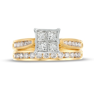 1.25 CT. T.W. Quad Princess-Cut Diamond Channel Bridal Set in 14K Gold