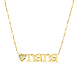 Diamond Accent Heart Trio &quot;nana&quot; Necklace in 10K Gold – 17&quot;