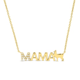 Diamond Accent &quot;MAMA&quot; Llama Necklace in 10K Gold – 17&quot;