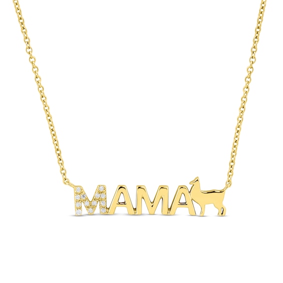 Diamond Accent "MAMA" Llama Necklace in 10K Gold – 17"