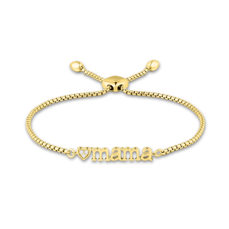 Main Image 1 of Diamond Accent Heart Trio &quot;mama&quot; Bolo Bracelet in 10K Gold – 8.0&quot;