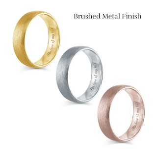 Men's Engravable 6.5mm Euro Wedding Band in 14K White, Yellow or Rose Gold (1 Line)