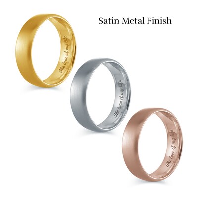 Men's Engravable 6.5mm Euro Wedding Band in 14K White, Yellow or Rose Gold (1 Line)