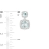 Cushion-Cut Aquamarine and White Lab-Created Sapphire Frame Double Drop Earrings in Sterling Silver