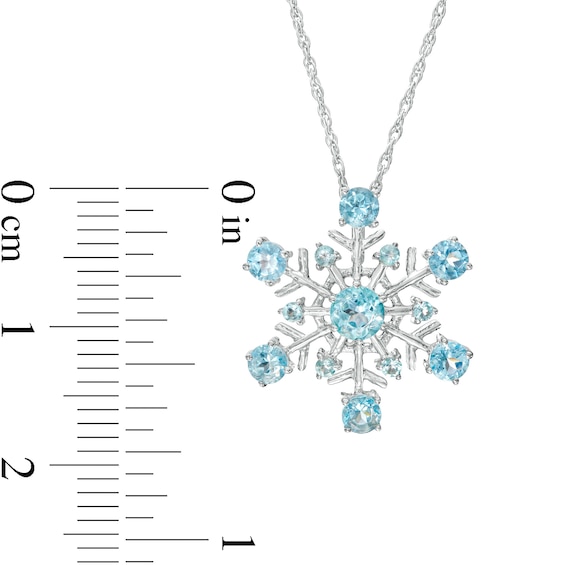 4.0mm Swiss Blue Topaz Snowflake Pendant in Sterling Silver