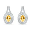 Oval Lab-Created Citrine and White Lab-Created Sapphire Double Frame Pendant and Drop Earrings Set in Sterling Silver