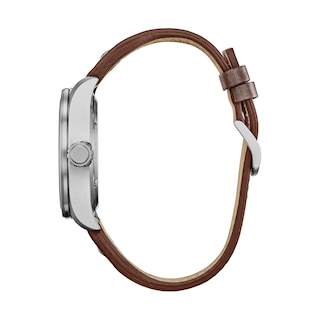 Men's Citizen Eco-Drive® Star Wars™ Han Solo™ Brown Leather Strap Watch with Blue Dial (Model: AW5009-03W)