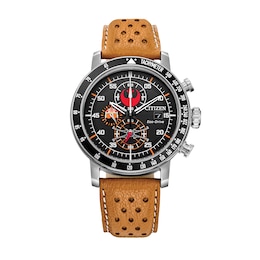 Men's Citizen Eco-Drive® Star Wars™ Rebel Pilot Chronograph Leather Strap Watch with Black Dial (Model: CA0761-06W)