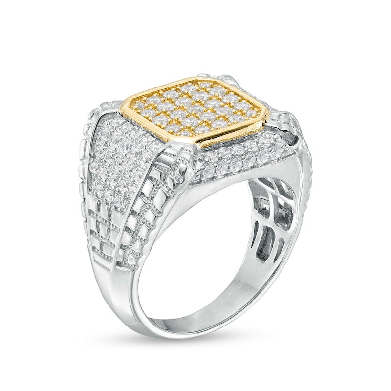 Men's 1.45 CT. T.W. Octagon-Shaped Multi-Diamond Frame Ring in 10K Two-Tone Gold|Peoples Jewellers