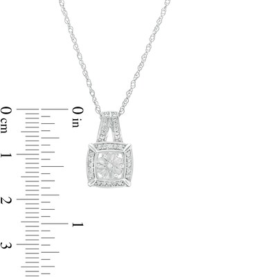 Diamond Accent Beaded Cushion-Shaped Frame Pendant in Sterling Silver