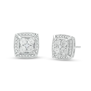 Diamond Accent Cushion Stud Earrings in Sterling Silver