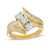 Thumbnail Image 1 of 1.00 CT. T.W. Diamond Past Present Future® Trio Slant Double Row Bypass Engagement Ring in 10K Gold