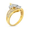 Thumbnail Image 3 of 1.00 CT. T.W. Diamond Past Present Future® Trio Slant Double Row Bypass Engagement Ring in 10K Gold