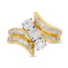 Thumbnail Image 4 of 1.00 CT. T.W. Diamond Past Present Future® Trio Slant Double Row Bypass Engagement Ring in 10K Gold