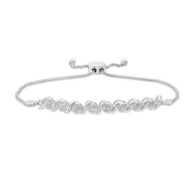 Diamond Accent "S" Link Bolo Bracelet in Sterling Silver - 9.5"